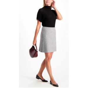 Theory Easy Waist Wool Skirt in Speckled Grey Size 12 NWT